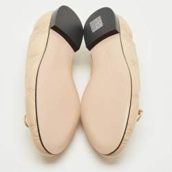 Pre Owned Gucci Beige GG Matelassé Leather Jolie Ballet Flats Size 37