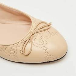 Pre Owned Gucci Beige GG Matelassé Leather Jolie Ballet Flats Size 37