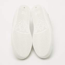 Pre Owned Gucci White Perforated Interlocking G Leather Ace Sneakers Size 36