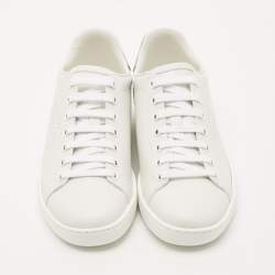 Pre Owned Gucci White Perforated Interlocking G Leather Ace Sneakers Size 36