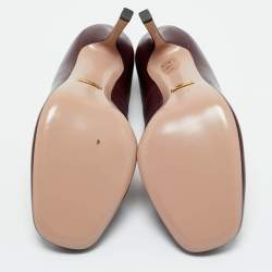 Pre Owned Gucci Burgundy Leather Horsebit Pumps Size 40