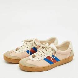 مملوكة مسبقًا حذاء رياضي غووتشي متعدد الألوان من الجلد والشمواه بأربطة مقاس 38.5