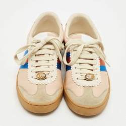 مملوكة مسبقًا حذاء رياضي غووتشي متعدد الألوان من الجلد والشمواه بأربطة مقاس 38.5