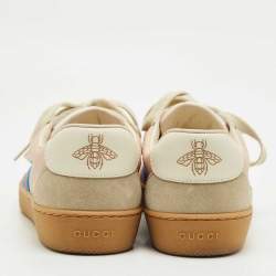 مملوكة مسبقًا حذاء رياضي غووتشي متعدد الألوان من الجلد والشمواه بأربطة مقاس 38.5