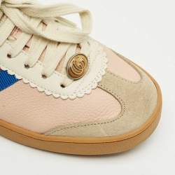 مملوكة مسبقًا حذاء رياضي غووتشي متعدد الألوان من الجلد والشمواه بأربطة مقاس 38.5