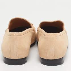 Pre Owned Gucci Light Pink Suede Jordaan Loafers Size 39.5