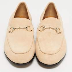 Pre Owned Gucci Light Pink Suede Jordaan Loafers Size 39.5