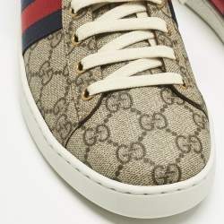 Pre Owned Gucci Beige/Brown GG Supreme Canvas Ace Sneakers Size 42