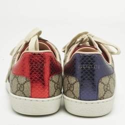 Pre Owned Gucci Beige/Brown GG Supreme Canvas Ace Sneakers Size 42