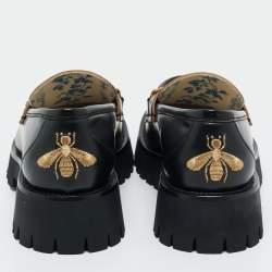 Pre Owned Gucci Black Leather Horsebit Loafers Size 38.5