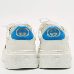 Pre Owned حذاء رياضي غوتشي جي جي جلدي مثقب أبيض سميك بي مقاس 41.5