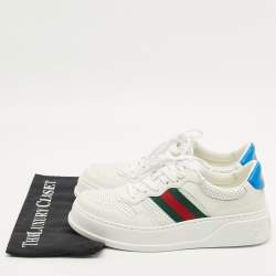 Pre Owned حذاء رياضي غوتشي جي جي جلدي مثقب أبيض سميك بي مقاس 41.5