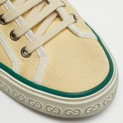 Pre Owned Gucci Cream Canvas Tennis 1977 Sneakers Size 38.5