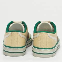 Pre Owned Gucci Cream Canvas Tennis 1977 Sneakers Size 38.5