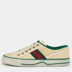 Pre Owned Gucci Cream Canvas Tennis 1977 Sneakers Size 38.5