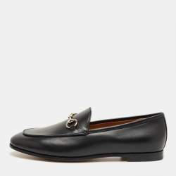 Pre Owned Gucci Black Leather Jordaan Loafers Size 37.5