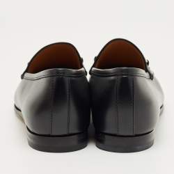 Pre Owned Gucci Black Leather Jordaan Loafers Size 37.5