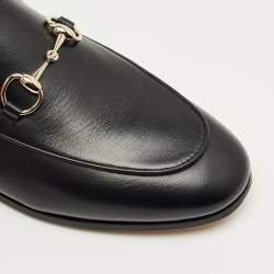 Pre Owned Gucci Black Leather Jordaan Loafers Size 37.5
