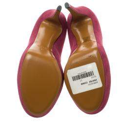 Pre Owned Gucci Scarlet Red Suede Platform Pumps Size 37