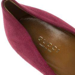 Pre Owned Gucci Scarlet Red Suede Platform Pumps Size 37