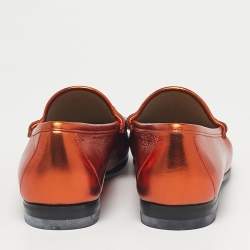 Pre Owned Gucci Copper Leather 1953 Horsebit Loafers Size 36.5