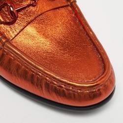 Pre Owned Gucci Copper Leather 1953 Horsebit Loafers Size 36.5
