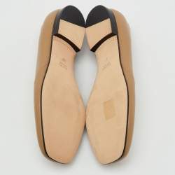 Pre Owned Gucci Khaki Brown Leather Horsebit Slip On Loafers Size 37