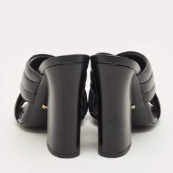 Pre Owned Gucci Black Quilted Leather Webby Slide Sandals Size 38