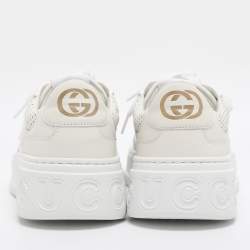 Pre Owned Gucci White Leather Chunky B Low Top Sneakers Size 40