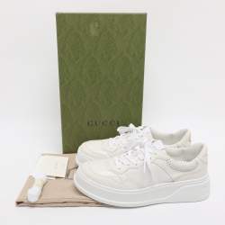 Pre Owned Gucci White Leather Chunky B Low Top Sneakers Size 40