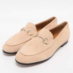 Pre Owned Gucci Beige Suede Jordaan Loafers Size 36.5