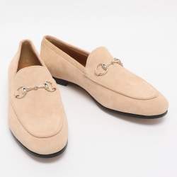 Pre Owned Gucci Beige Suede Jordaan Loafers Size 36.5