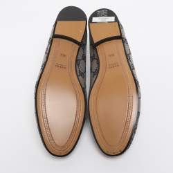 Pre Owned Gucci Beige/Blue GG Canvas and Leather Jordaan Horsebit Loafers Size 36.5