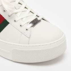 Pre Owned Gucci White Leather Web Ace Platform Sneakers Size 40