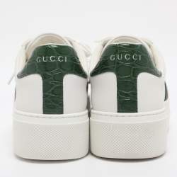 Pre Owned Gucci White Leather Web Ace Platform Sneakers Size 40