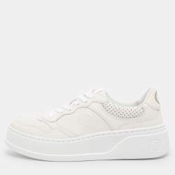 Pre Owned Gucci White Leather Chunky B Low Top Sneakers Size 37