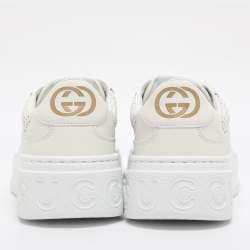 Pre Owned Gucci White Leather Chunky B Low Top Sneakers Size 37
