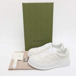 Pre Owned Gucci White Leather Chunky B Low Top Sneakers Size 37