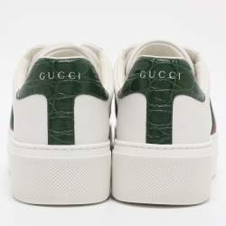 Pre Owned Gucci White Leather Web Ace Platform Sneakers Size 38