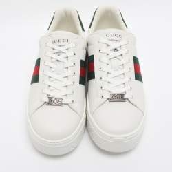 Pre Owned Gucci White Leather Web Ace Platform Sneakers Size 38