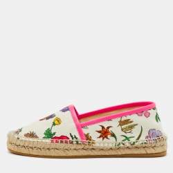 Pre Owned Gucci Multicolor Floral Print Canvas Espadrille Flats Size 35