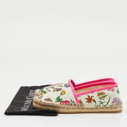 Pre Owned Gucci Multicolor Floral Print Canvas Espadrille Flats Size 35