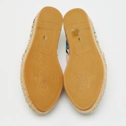 Pre Owned Gucci Multicolor Floral Print Canvas Espadrille Flats Size 35