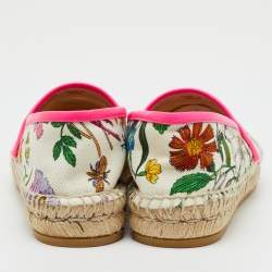 Pre Owned Gucci Multicolor Floral Print Canvas Espadrille Flats Size 35