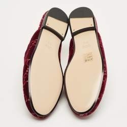 Pre Owned Gucci Red GG Velvet Princetown Flat Mules Size 37.5