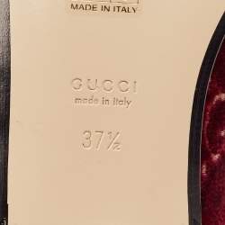 Pre Owned Gucci Red GG Velvet Princetown Flat Mules Size 37.5