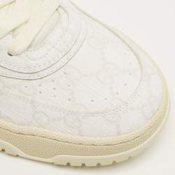 Pre Owned Gucci White/Beige GG Supreme Canvas Re-Web Sneakers Size 38.5