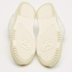 Pre Owned Gucci White/Beige GG Supreme Canvas Re-Web Sneakers Size 38.5