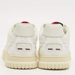 Pre Owned Gucci White/Beige GG Supreme Canvas Re-Web Sneakers Size 38.5
