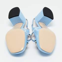 Pre Owned Gucci Horsebit Size 38 Blue Patent Leather Mary Jane Pumps